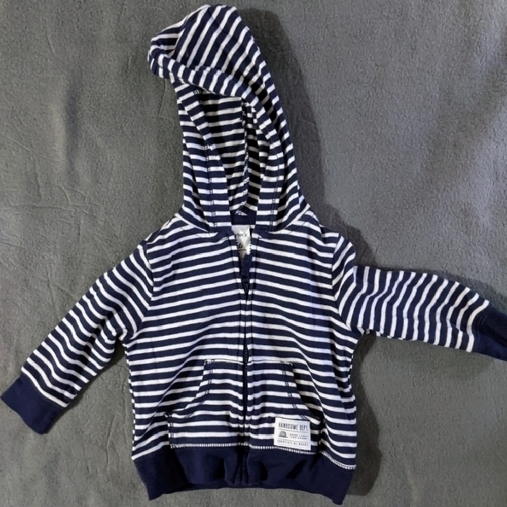 Baby boys blue striped Carter's hooded lightweight jacket 6 months